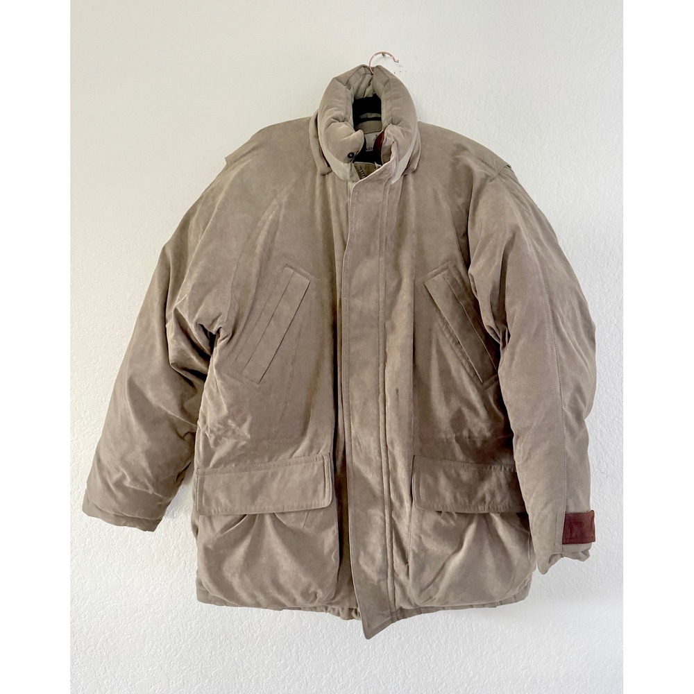 Rainforest Parka Jacket Microfiber Solid Tan Vintage Mens Large Heavy Coat